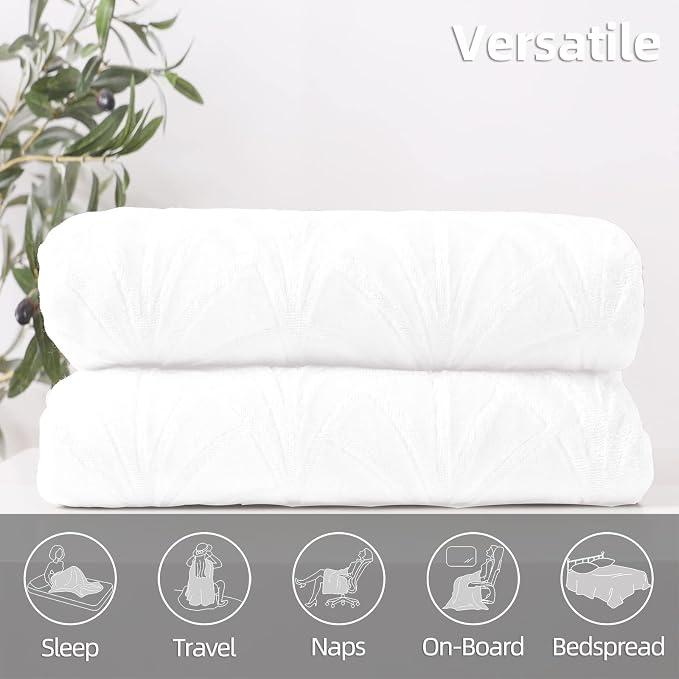 Whale Flotilla Soft Flannel Fleece Twin Size Blanket for Bed, White | Cozy Lightweight Breathable Coverlet, Plush Fluffy Bedspread, Vintage Pattern Decorative Blanket for Dorm, All Season 60"x80"