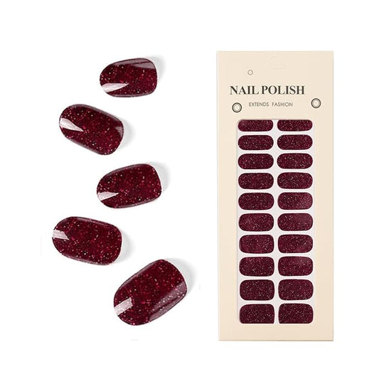 Nail Stickers 20 Pieces Full Wraps Nail Polish Strips, Self-Adhesive Gel Nail Art Decals for Women Girls (B4-12)