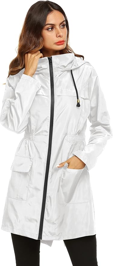 Lomon Women Waterproof Lightweight Rain Jacket Active Outdoor Hooded Raincoat