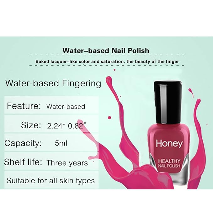 Non Toxic Nail Polish Set, Easy Peel Off and Fast Dry NailPolish Set for Pack, Eco Friendly & Organic Water Based Nail Polish for Women,Teens (18 Bottles)