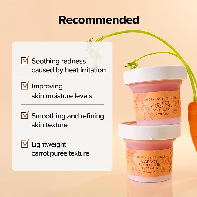 SKINFOOD Carrot Carotene Food Mask, Korean Skincare Wash-Off Mask for Soothing & Moisturizing, Carrot Seed Oil & Beta-Carotene, 120g / 4.23 fl.oz.