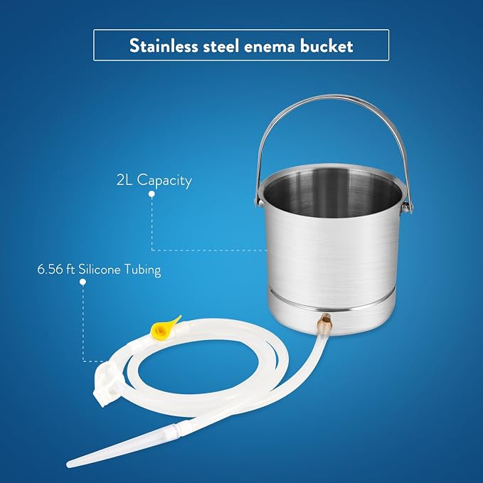 Smokitcen Coffee Enema Bucket Kit Stainless Steel 1.8 Quart Capacity for Cleansing Detox Enemas