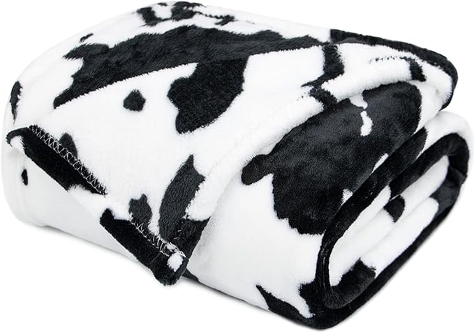 Fleece Throw Blanket for Girls Boys, White Black Soft Warm Fuzzy Baby Blankets for Couch Stroller, Cute Cozy Farmhouse Bedroom Nursery Decor, Birthday Gifts for Girls Boys Toddlers, 40"x50"