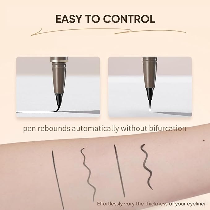 JUDYDOLL Ultra-Fine Liquid Eyeliner - Precision Tip for Wing Line, Smudge-Proof, Quick-Drying, Waterproof, Easy to Get Inner Corner Lined, Hooded Eyes-Friendly (#01 Black)