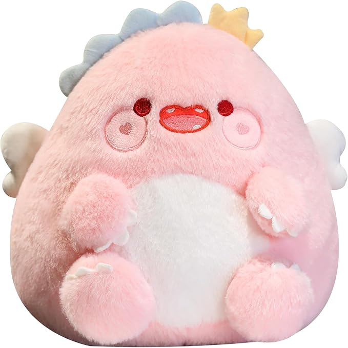 MUPI Cute Dragon Plush Toy Kawaii Stuffed Animals Soft Dinosaur Plush Pillows for Girls Boys Kids Adults, Pink (11 Inch)