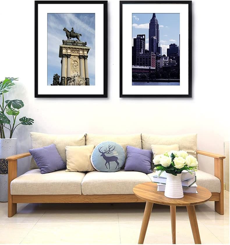 11x14 Picture Frame Set of 6, Wall or Tabletop, Black Woodgrain | Display 8x10 with Mat or 11x14 Without Mat, Horizontal or Vertical, Gallery Wall Frame Set for Wedding & Room & Home Decor