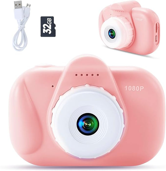 Cartoon Kids Digital Camera for Ages 3-8, 32GB Camcorder Toy with Photo & Video Modes– Gift Idea for Birthday, Christmas, Travel