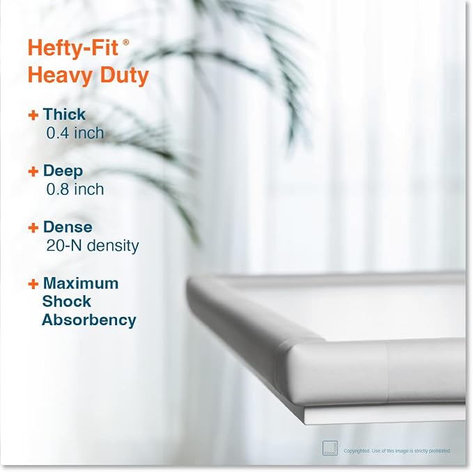 Roving Cove HeftyFit Corner Protector for Baby (12 Large Corners), Heavy-Duty Soft Rubber Foam Furniture Corner Bumper Guards, 3M Adhesive Pre-Taped, Oyster White (Off White)