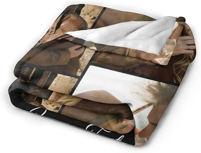 Custom Blanket with Picture Text, Personalized 4 Photo Blanket, HD Printing Customized Flannel Throw Blanket Gifts for Mom Dad Couple Girlfriend Boyfriend Wife Husband Christmas
