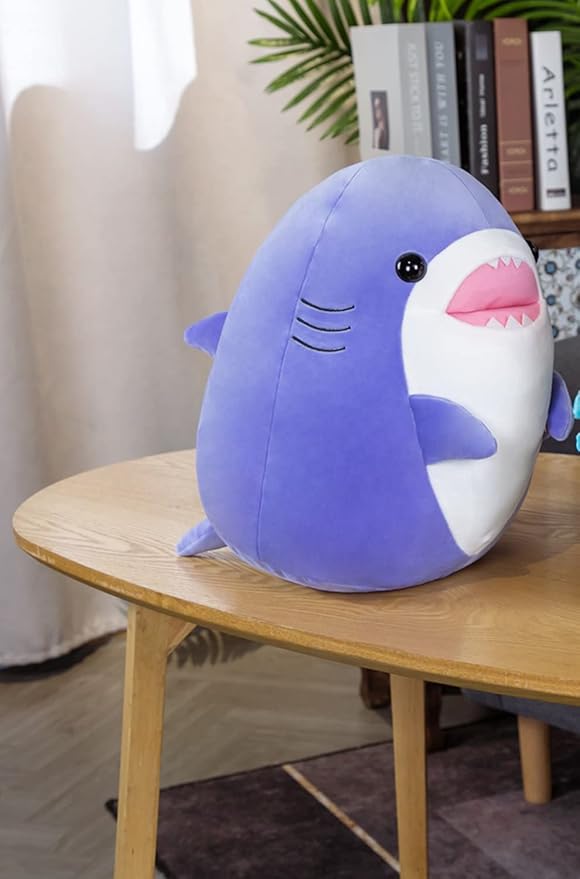 17 Inch Soft Purple Shark Plush Hugging Pillow - Cute Shark Stuffed Animal Plushie for Kids, Perfect for Birthdays, Valentine's, Christmas or Daily Use