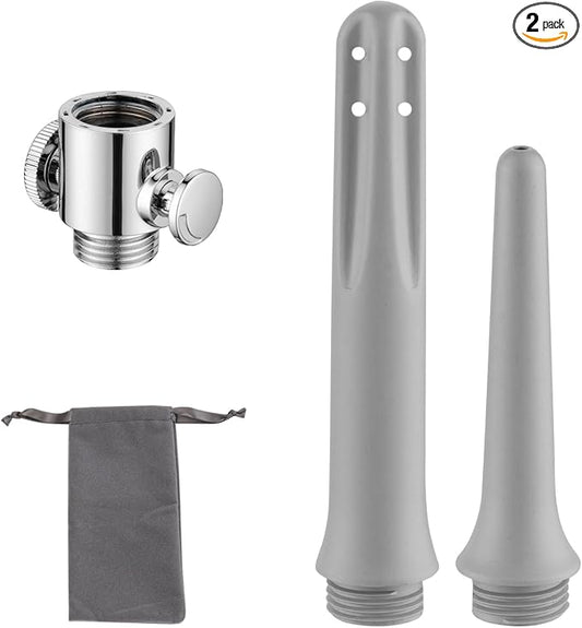 2PcsTravel Enema Shower System with Water Control Valve for Men and Women - Portable Cleaning Nozzle Kit, Colonic Cleaner for Most Shower Systems
