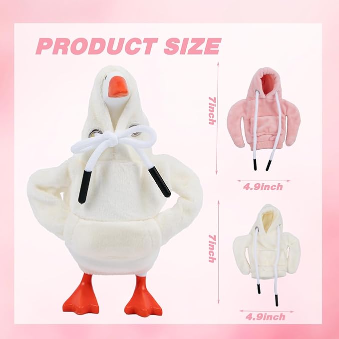 2 Pcs Desk Goose Outfits 7 Inches, Mini Desk Goose Clothes Hoodies 7 Inch Porch Goose Costume Desk Goose Accessories for Magnetic Goose Statue Table Decor (Pink & Beige)