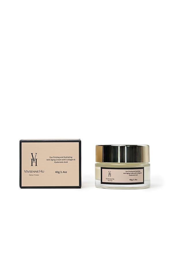 VivienneHu Eye Firming and Hydrating Anti-Aging Cream with Collagen and Hyaluronic Acid for Dark Circles & Puffiness, Daily Wrinkle Cream, Anti Aging Skin Care Treatment Women and Men, 1.4oz/40g