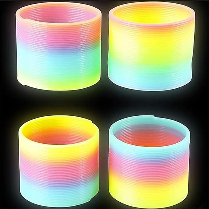 The Dreidel Company Plastic Coil Spring, Glow-in-The-Dark Magic Rainbow Slingy, Party Favor, Birthday Bag Filler, Stocking Stuffers, 3" (80MM) (50-Pack)