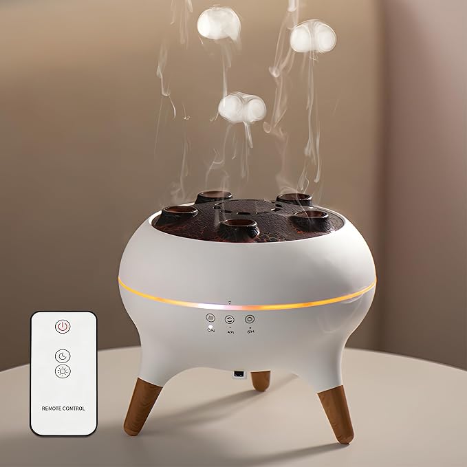 ACOBOTOW Essential Oil Diffuser 250ML Sound-Activated Jellyfish Ultrasonic Aromatherapy Humidifier Remote Timer 7 Color Lights for Home Bedroom Office Hotel(White)