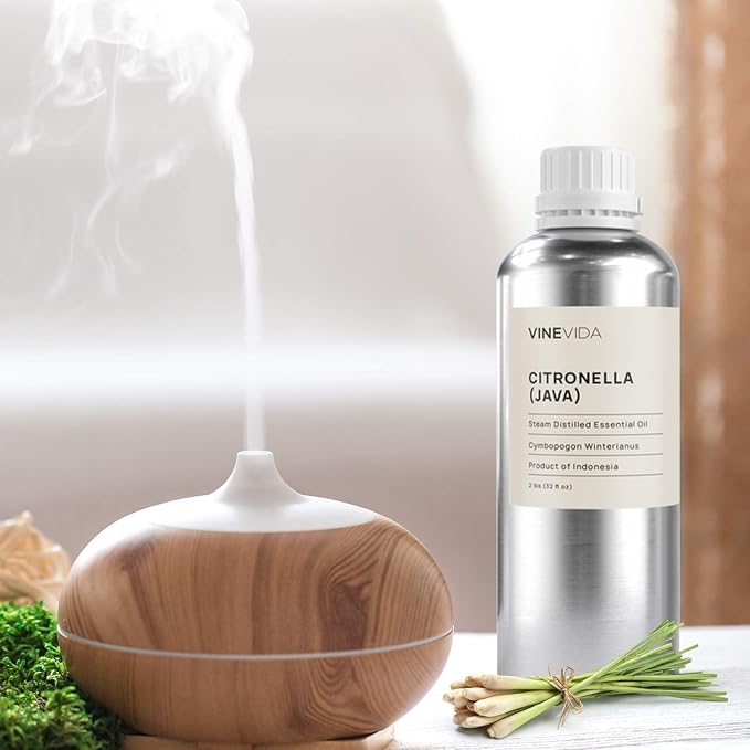 VINEVIDA Citronella Java Essential Oil 32 oz - Undiluted Citronella Oil 32 oz - Citronella Candle Oil Scent - DIY Candle Scents for Candlemaking - Bulk Essential Oil for Soap Making