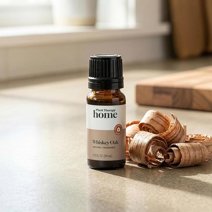 Plant Therapy Whiskey Oak Natural Fragrance 10 mL (1/3 oz) Exotic & Rich Woody Aroma with Hints of Vanilla, Evokes a Sense of Cozy Elegance, Naturally Derived Ingredients