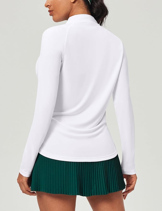 Heathyoga Long Sleeve Workout Tops for Women Golf Shirt UPF 50+ Swim Shirts for Woman UV Sun Protection Quarter Zip Pullover