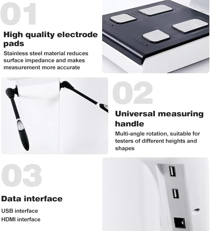 10.1 Inch HD Touchscreen Body Composition Analyzer Professional, 5-200kg Weight Range, Body Water and Visceral Fat Analysis Measures Weight, Height (117 * 60 * 40cm)
