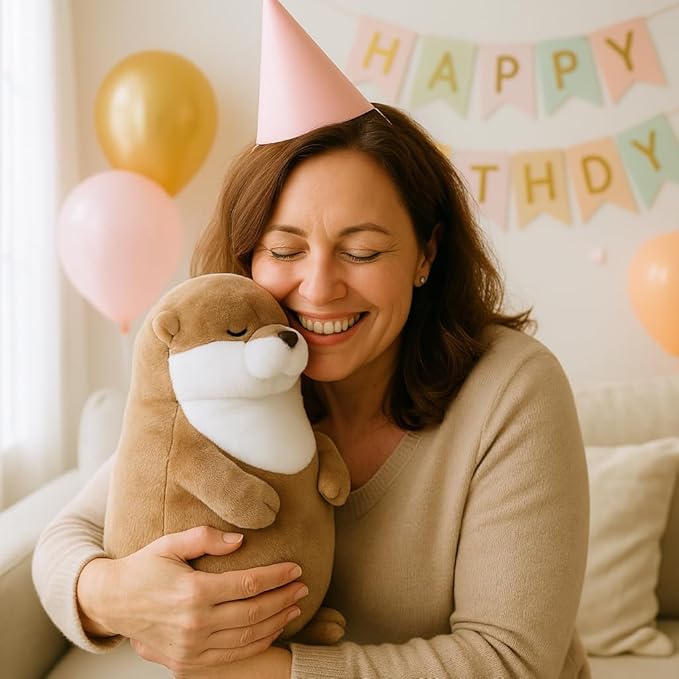 Otter Stuffed Animals Sleeping Plush Toys with Embroidered Eyes for Boy Girl Kids Birthday Christmas Bedtime Gifts, 12 inches