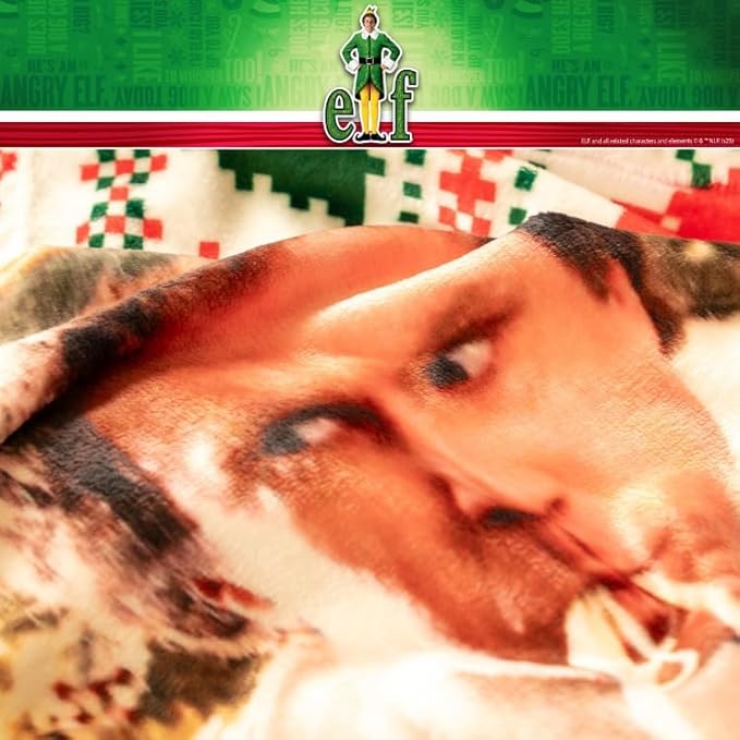 Elf The Movie Buddy Spaghetti Holiday Christmas Bedding Soft Plush Blanket Throw, 46 in x 60 in, (Officially Licensed Product) by Franco