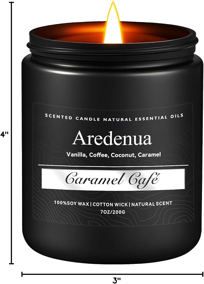 Caramel Coffee Candle | Men Scented Candles for Home, Cafe Candles Gifts for Women Men - 7oz Soy Candle for Home Scented - Aromatherapy Gifts for Men - 50 Hours Long Burning