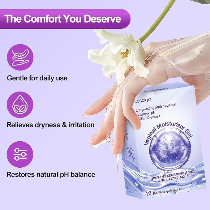 Vaginal Moisturizer Gel with Hyaluronic Acid & Lactic Acid | Long Lasting Relief for Vaginal Dryness, Irritation & Intimate Discomfort | Hormone-Free Feminine Care