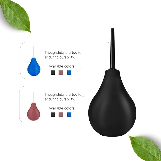 Enema Bulb Kit , Anal Douche for Men Women Beginners,Enima Vaginal Cleaner kit for Women, Douches for Men with 19,7in Hose+4 Replaceable Nozzles (Black