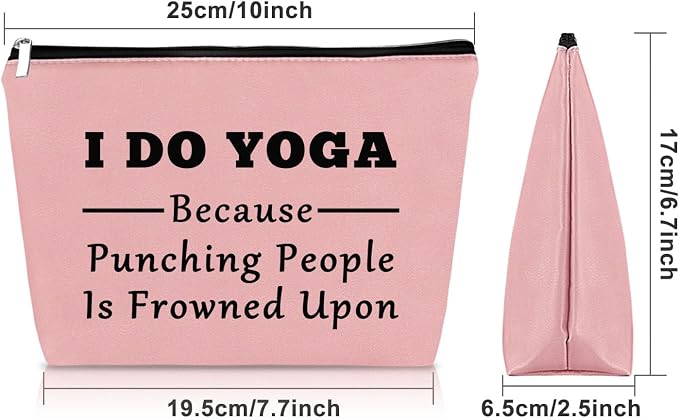 Sazuwu Yoga Themed Pink Makeup Bag Cosmetic Bag for Yoga Lovers Teachers Training Thank You Birthday Present Travel Pouch