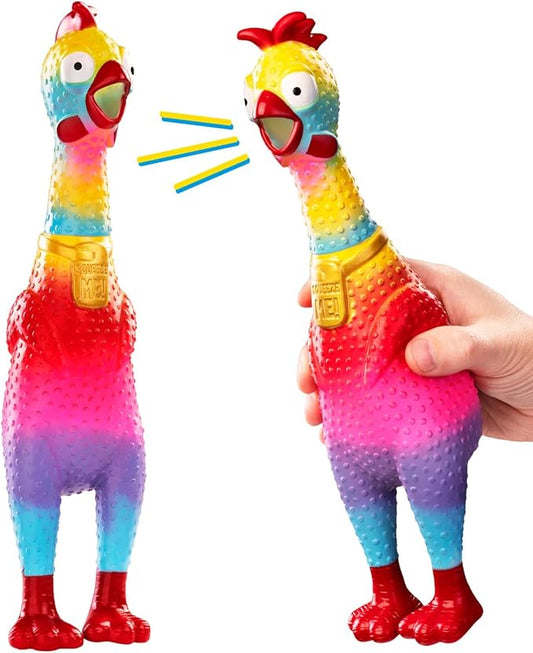 Animolds Squeeze Me Rubber Chicken Toy | Screaming Squeaky Chicken for Kids & Dogs | Novelty Prank Gag Gift (2 Pack)