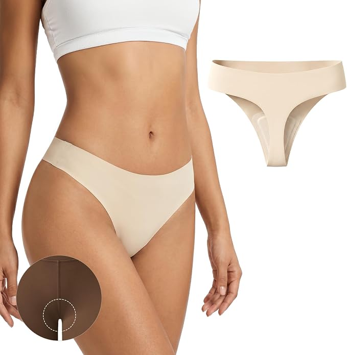 Anti Camel Toe Thongs for Women Seamless Invisible Panty No Show Underwear Liners Workout G String Breathable Tangas