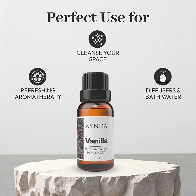 Vanilla Essential Oil for Skin Capturing Invigorating Botanicals - Luxurious 10ml Soothing Massage Vanilla Oil for Total Relaxation and Delight - Essential Oils Unveil Your Skin Natural Radiance