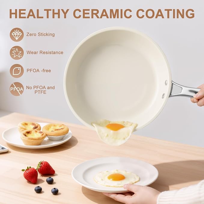 9.25" & 11" Nonstick Skillet Set, PFAS-Free, Induction Ready