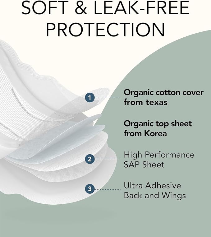 OCBON Unscented Ultra Thin Sanitary Pads (28 Count, Large) – Organic Cotton Feminine Pads with Wings for Women, Super Absorbent & Soft, Period Protection, Hypoallergenic