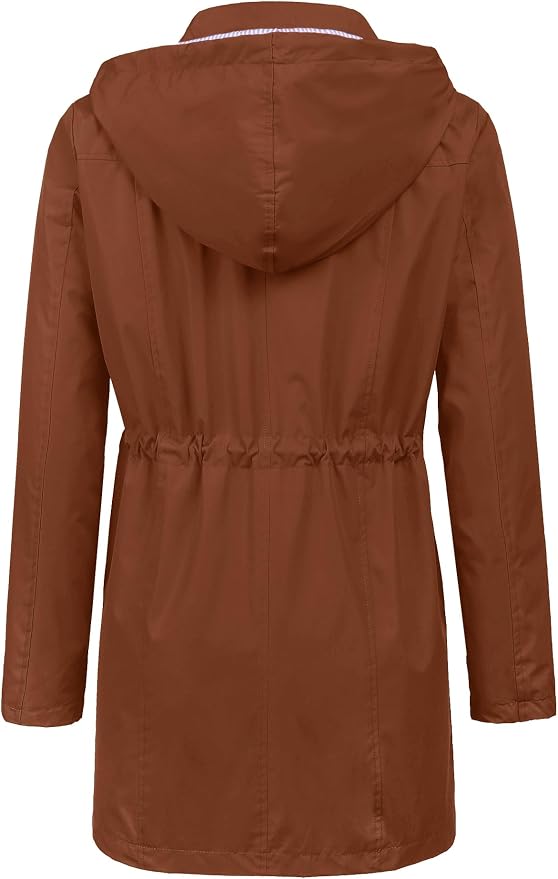 LOMON Raincoat Women Waterproof Long Hooded Trench Coats Lined Windbreaker Travel Jacket S-XXL
