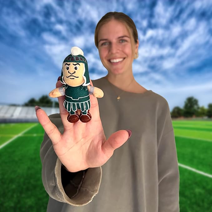 Bobbi-Dobbiez Attachable Plushie Michigan State University Sparty Mascot – Attaches to Backpacks, Bags, Shoes, Water Bottles, and More