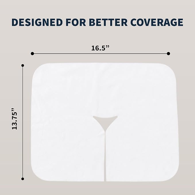 ForPro Massage Face Rest Covers, Ultra Soft, Hypoallergenic, Latex-Free, Disposable Headrest Covers, 16.5” L x 13.75” W, White, 100-Count