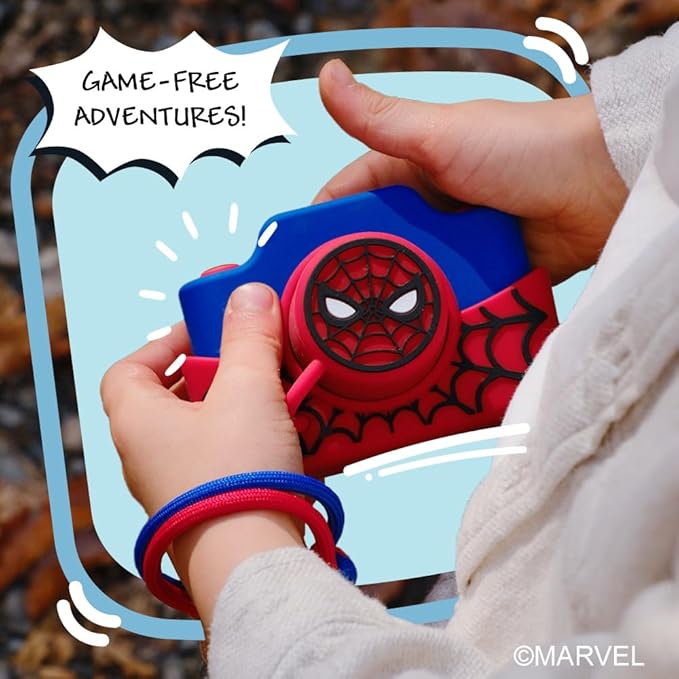 Spider-Man Kids Digital Camera & Video Camcorder with 3" Touchscreen, Soft Silicone Casing, Detachable Lens Cap, 32GB Memory Card - Model K2 by kiimento 2025 Upgrade
