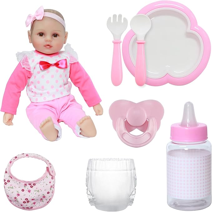WOOROY Baby Dolls, 18-Inch Adorably Realistic Soft Body Baby Doll, Real Life Dolls with Accessory-Rich Set,Gifts for Aged 3+, Pretend Play, Cuddling, and Collection