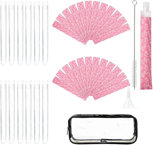 39 PCS Tampon Tube for Women, Plastic Tube for Juice with Funnel and Spout for Cruise Concert Sports Events-Pink