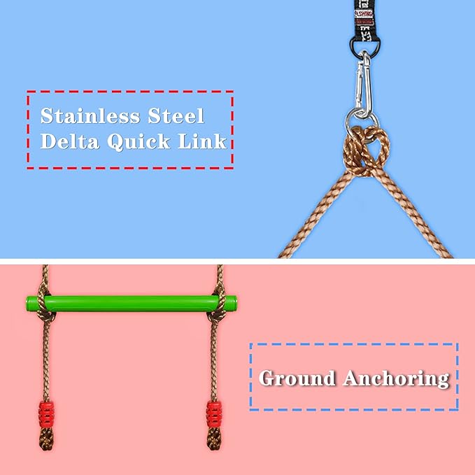 Climbing Rope Ladder for Kids, 6.6Ft Swing Rope Ladder Obstacle Course for Indoor PlaySet and Outdoor Tree House, Playground Swing Set and SlacklineLadder