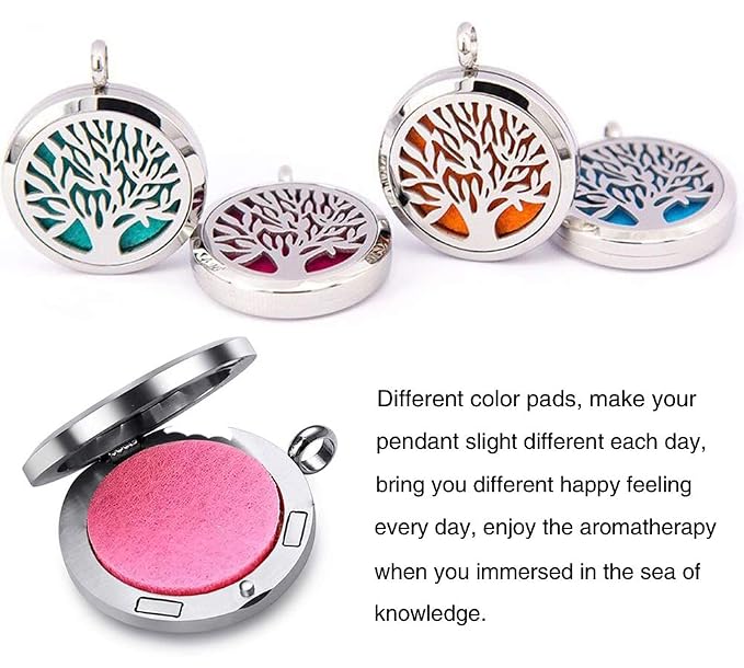Aromatherapy Essential Oil Diffuser Necklace Stainless Steel lnspirational Locket Pendant(Flower)