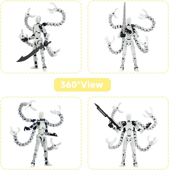 Already Assembled T13 Action Figure Accessories,T13 Multi-Jointed Movable,for Collectors Desktop Decorations t-13 Movability 3D Printed Toys (Blue Noctilucent Blue, 5.5 Inch)