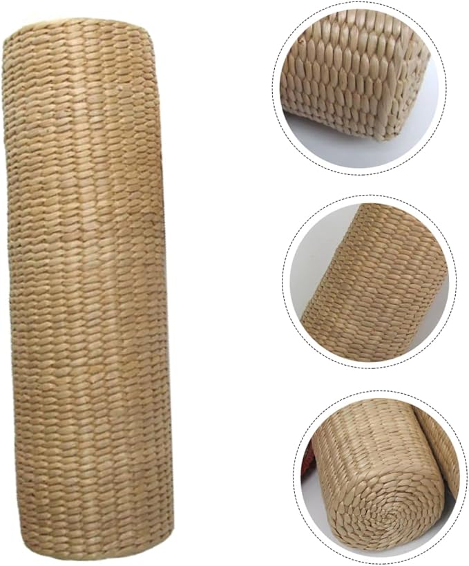 Homoyoyo 1pc Straw Cervical Pillow Neck Pillows for Travel Yoga Memory Bolster Pillow Sleeping Pillow Natural, 30x9cm, Beige