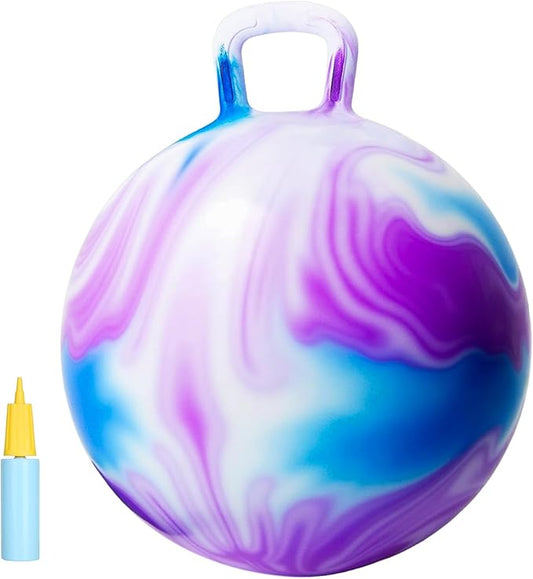 INPANY Hopper Ball, 18 Inches Bouncy Ball with Handles, Bouncing Bounce Balls Hopper, Inflatable Jumping Hopping Toys for Kids Ages 3-6, Hoppity Hop Girls Boys Gifts, Pump Included
