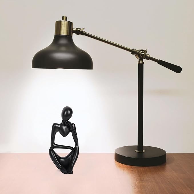 Sandstone Resin Thinker Statue Style Abstract Sculpture, Black, Right | Small Statue Collectible Figurines, Modern Aesthetic Ornament for Home Office Bookshelf Desktop Coffee Table Decor