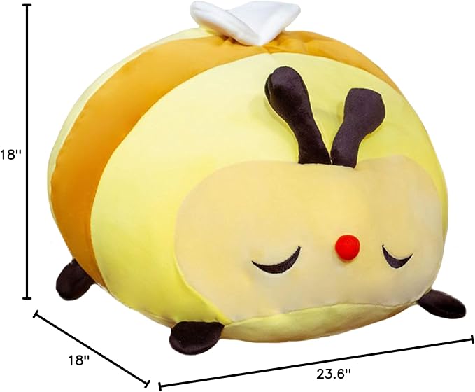ELAINREN Cuddly Big Bee Plush Body Pillow Ultra-Soft Bumble Bee Stuffed Insect Toy Fluffy Garden Honeybee Plushie Cushion Decor Gifts/23.6''