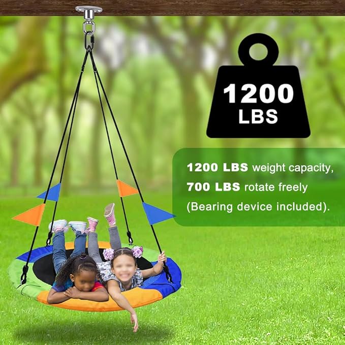 SELEWARE Silent Ball Bearing Swing Hangers, Heavy Duty 360° Rotate Swing Swivel Hook for Wooden Playground Yoga Hammock Chair Rope Punching Bag Porch Tire Web Swing Sets, 1200 Capacity