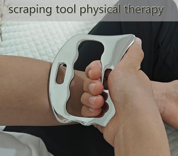 Muscle Scraper Tool Set, Stainless Steel IASTM Tools for Physical Therapy, Scar Tissue Breakdown, Fascia Release, 5 Piece Kit with Carrying Case