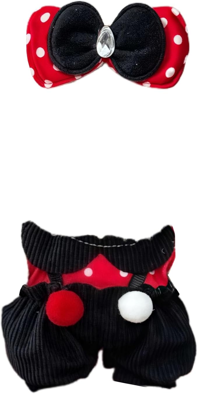 Clothes for Lububu Dolls 17cm, Labooboo Doll Clothing Accessories Set, Lebubu Designer Clothes Outfits for Plush Dolls 7 Inch, Red Dresses, Black Jumpsuit